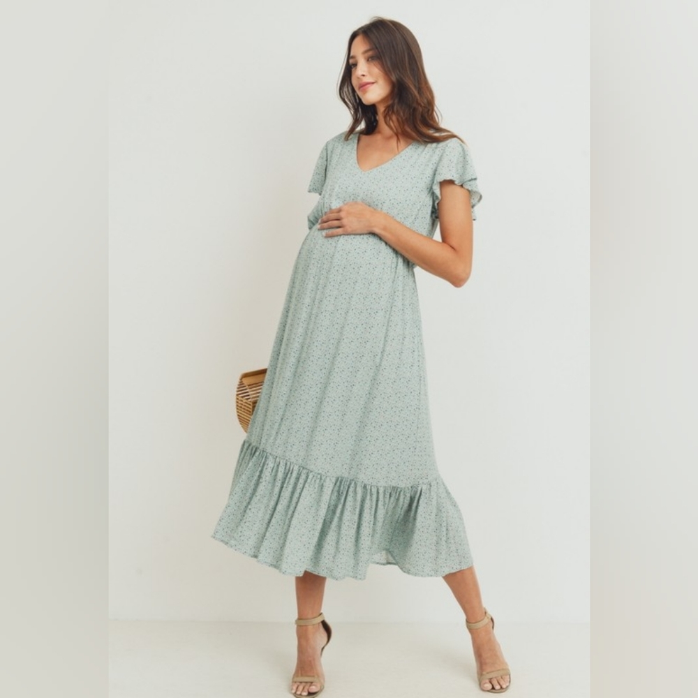 Pinkblush Green Floral Midi Dress